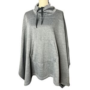 Felina Women's Poncho with Sleeves in Gray with Black Fleece Lining One Size